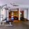 a room with a table and exercise equipment
